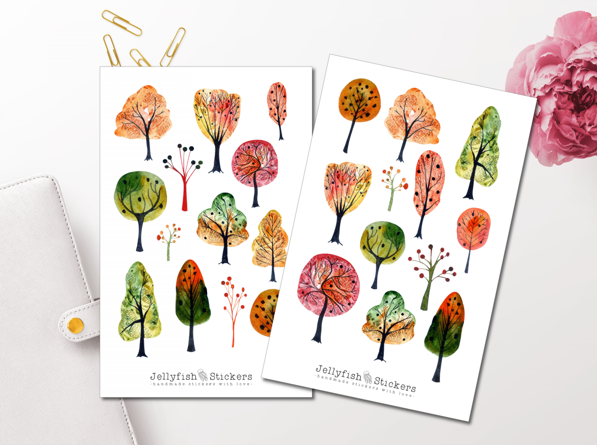 Herbst Bäume Sticker Set